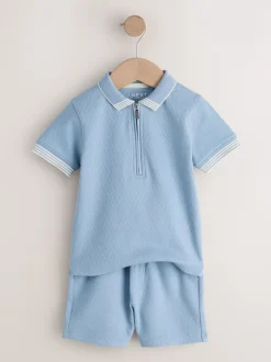Next - Ensemble polos et shorts de manches (3mois-7ans) Col zippé bleu Discount