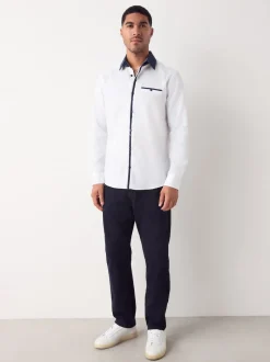 Next - Chemise de soirée élégante à manches longues Collier Blanc Hatch Contrat Clearance