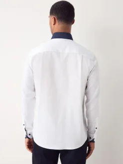 Next - Chemise de soirée élégante à manches longues Collier Blanc Hatch Contrat Clearance