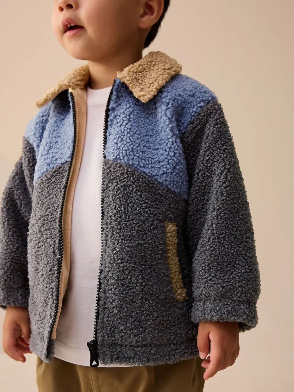 Next Color block anthracite/bleu/fauve - Borg Polaire Shacket (3mths-7yrs) Hot