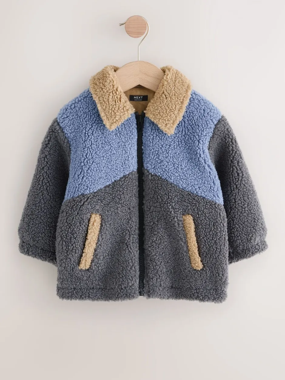 Next Color block anthracite/bleu/fauve - Borg Polaire Shacket (3mths-7yrs) Hot