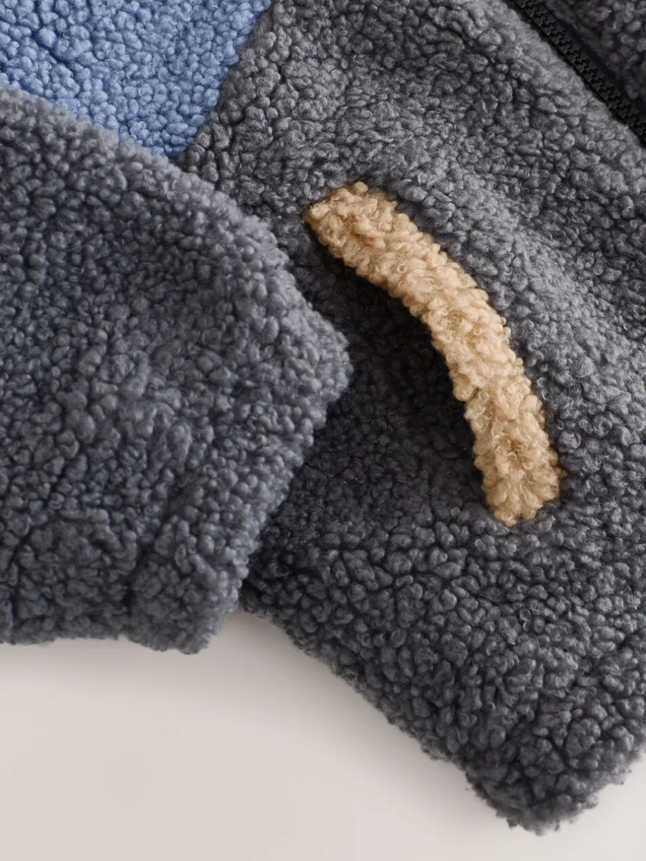 Next Color block anthracite/bleu/fauve - Borg Polaire Shacket (3mths-7yrs) Hot