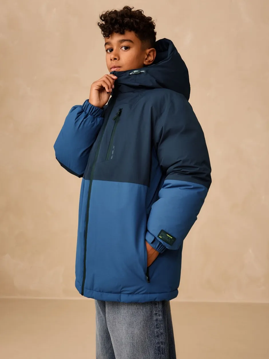 Next color block bleu - Manteau matelassé intérieur imperméable (3-16ans)