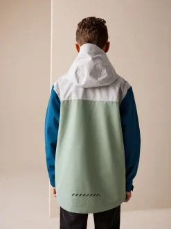 Next - Veste à capuche imperméable doublée de polaire (3-17ans) Color block bleu/vert Sale