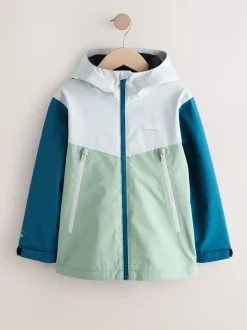 Next - Veste à capuche imperméable doublée de polaire (3-17ans) Color block bleu/vert Sale