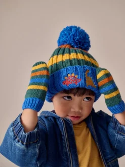 Next Coloris divers - Ensemble 2 pièces bonnet et mitaines à pompons brodés (3mois-10ans)