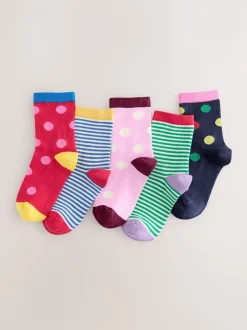 Next Coloris divers - Lot de 5 paires de chaussettes à rayures et à pois en coton Best