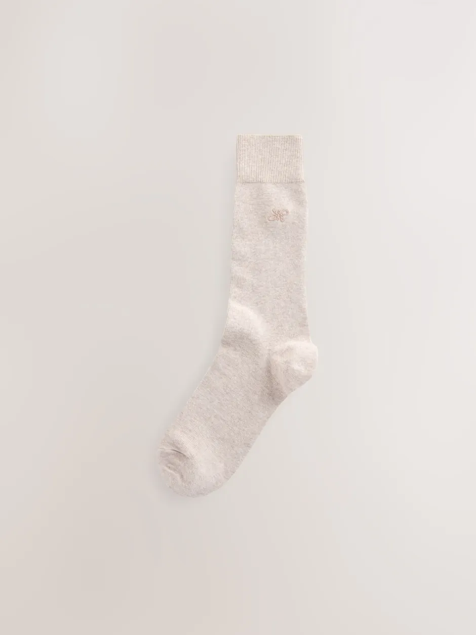 Next Coloris neutre chiné - Lot de 5 - Chaussettes fraîches brodées durables Sale