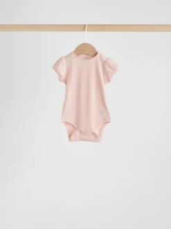 Next Coloris pastel - Lot de 5 bodys à manches courtes en maille pointelle pour bébé