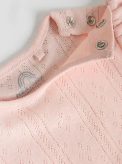 Next Coloris pastel - Lot de 5 bodys à manches courtes en maille pointelle pour bébé