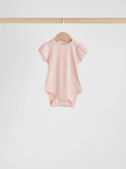 Next Coloris pastel - Lot de 5 bodys à manches courtes en maille pointelle pour bébé