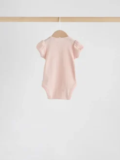 Next Coloris pastel - Lot de 5 bodys à manches courtes en maille pointelle pour bébé