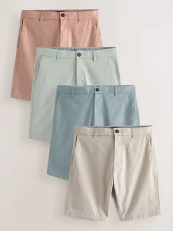 Next Coloris pastel - - Short chino extensible 4 Pack Slim Fit (Slim Fit) New