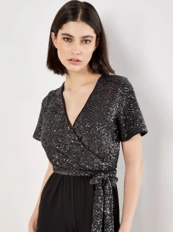 Apricot Combinaison à sequins chevrons Clearance