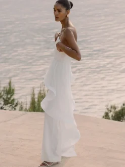 Reiss Combinaison bandeau Rhiannon à volants en soie ample Sale