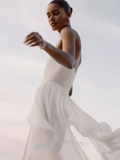 Reiss Combinaison bandeau Rhiannon à volants en soie ample Sale