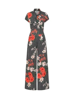 Hot Squash Combinaison HotSquash noir ample à fleurs et fines rayures Outlet