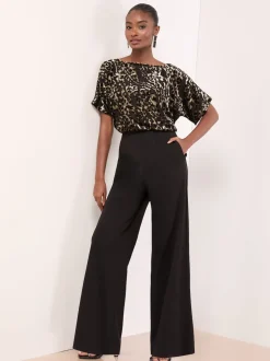 Lipsy Combinaison sans manches à col bénitier imprimé léopard Outlet