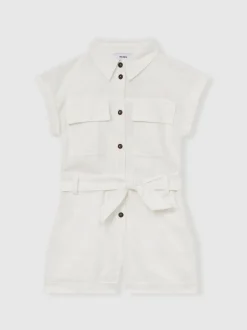 Reiss Combinaison Zoe ceinturée en coton et lin Online