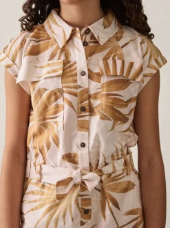 Reiss Combinaison Zoey en coton et lin à imprimé palmier