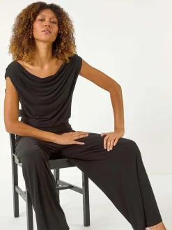 Roman Combinaison en stretch froncé à col bénité New