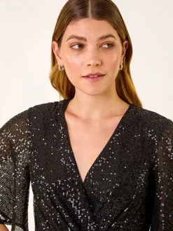 Roman Combinaison extensible à manches évasées à sequin Hot