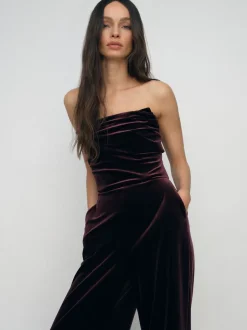 Reiss Combinaison sans bretelles drapée en velours Andria Sale