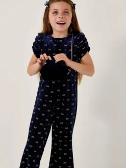 Monsoon Combinaison évasée en velours orné d' nœud Online