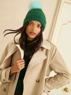 Love & Roses - Chapeau à pompon confortable Contraste vert et bleu Best