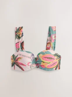 Next - Haut de bikini bandeau filaire Conversation homard vert/rose Outlet