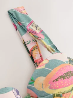 Next - Haut de bikini bandeau filaire Conversation homard vert/rose Outlet