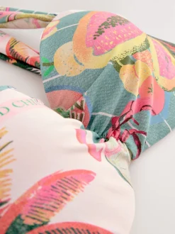 Next - Haut de bikini bandeau filaire Conversation homard vert/rose Outlet