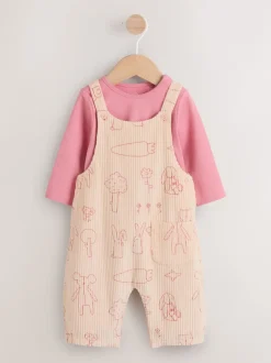Next Cream / Personnage rose - Ensemble deux pièces salopette et body bébé (0mois-3ans) New