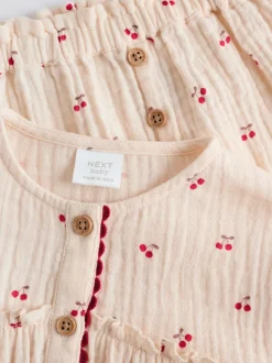 Next Cream/ cerise rouge - Hauts et Pantalons bébé à Manches longues Ensemble 2 pièces (0mois-2ans)