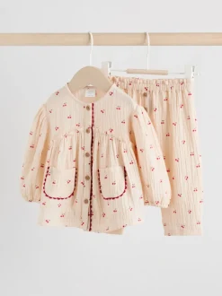 Next Cream/ cerise rouge - Hauts et Pantalons bébé à Manches longues Ensemble 2 pièces (0mois-2ans)