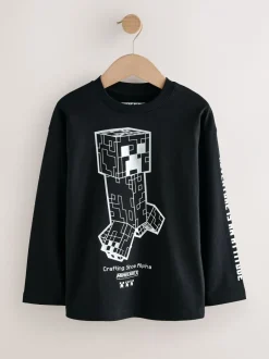 Next Creeper noir - T-shirt Minecraft à manches longues (3-16ans) Outlet