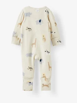 Cotton On Crème - Barboteuse zippée en coton à manches longues New