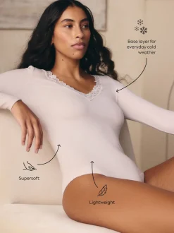 Next Crème - Body à bordure en dentelle avec couche de base thermique Best