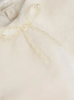 Monsoon Crème - Boléro Marie à nœud en fausse fourrure Clearance