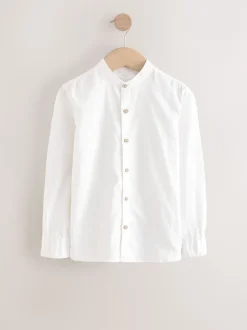 Next - Chemise à manches longues Grandad Collar Lin Mix (3-16yrs) Crème