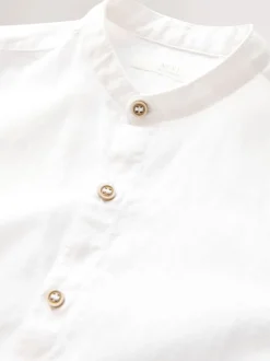 Next - Chemise à manches longues Grandad Collar Lin Mix (3-16yrs) Crème