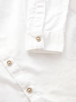 Next - Chemise à manches longues Grandad Collar Lin Mix (3-16yrs) Crème