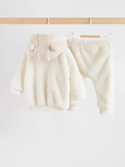 Next Crème - Ensemble bébé sweat à capuche et jogging Borg (0mois-2ans) Outlet