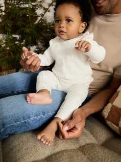 Next - Ensemble Pull et Leggings en maille Bébé 2 Pièces (0mois-3ans) Crème Hot