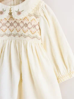 Next Crème - Ensemble robe à manches longues et Culottes brodées BÉBÉ 2 Pieces (0mois-2ans) Clearance