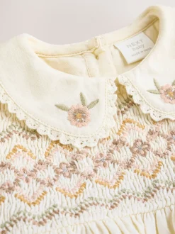 Next Crème - Ensemble robe à manches longues et Culottes brodées BÉBÉ 2 Pieces (0mois-2ans) Clearance