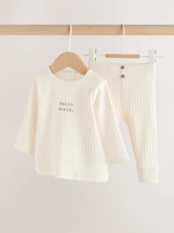 Next Crème - Hello World ensemble haut et legging bébé (0-18mois) Sale