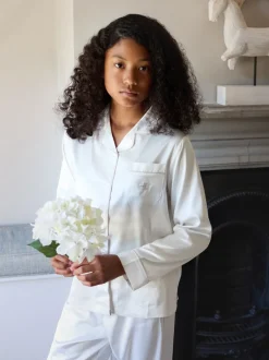 The Little Tailor Crème - Pyjama de Noël boutonné en satin pour enfant Hot