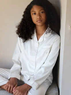 The Little Tailor Crème - Pyjama de Noël boutonné en satin pour enfant Hot