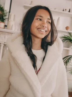 Next Crème - Robe de chambre plus longue en polaire en peluche (5-16ans) Online